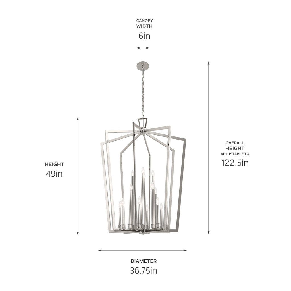 KICHLER 43499PN Abbotswell 49 Inch 16 Light Foyer Pendant In Polished Nickel