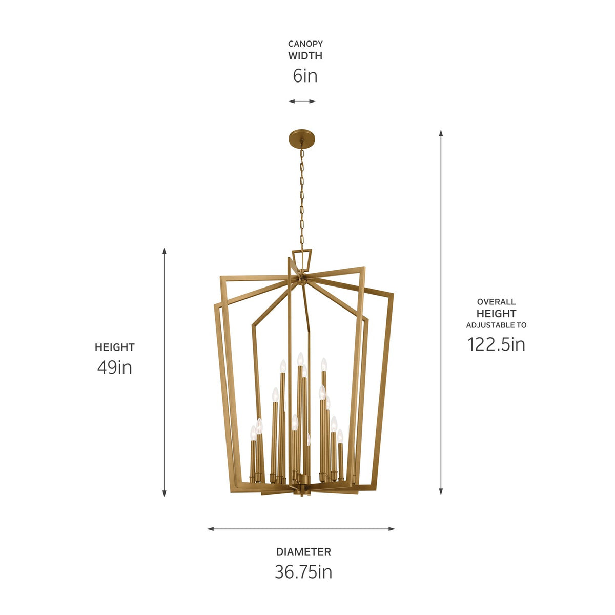 KICHLER 43499NBR Abbotswell 49 Inch 16 Light Foyer Pendant In Natural Brass