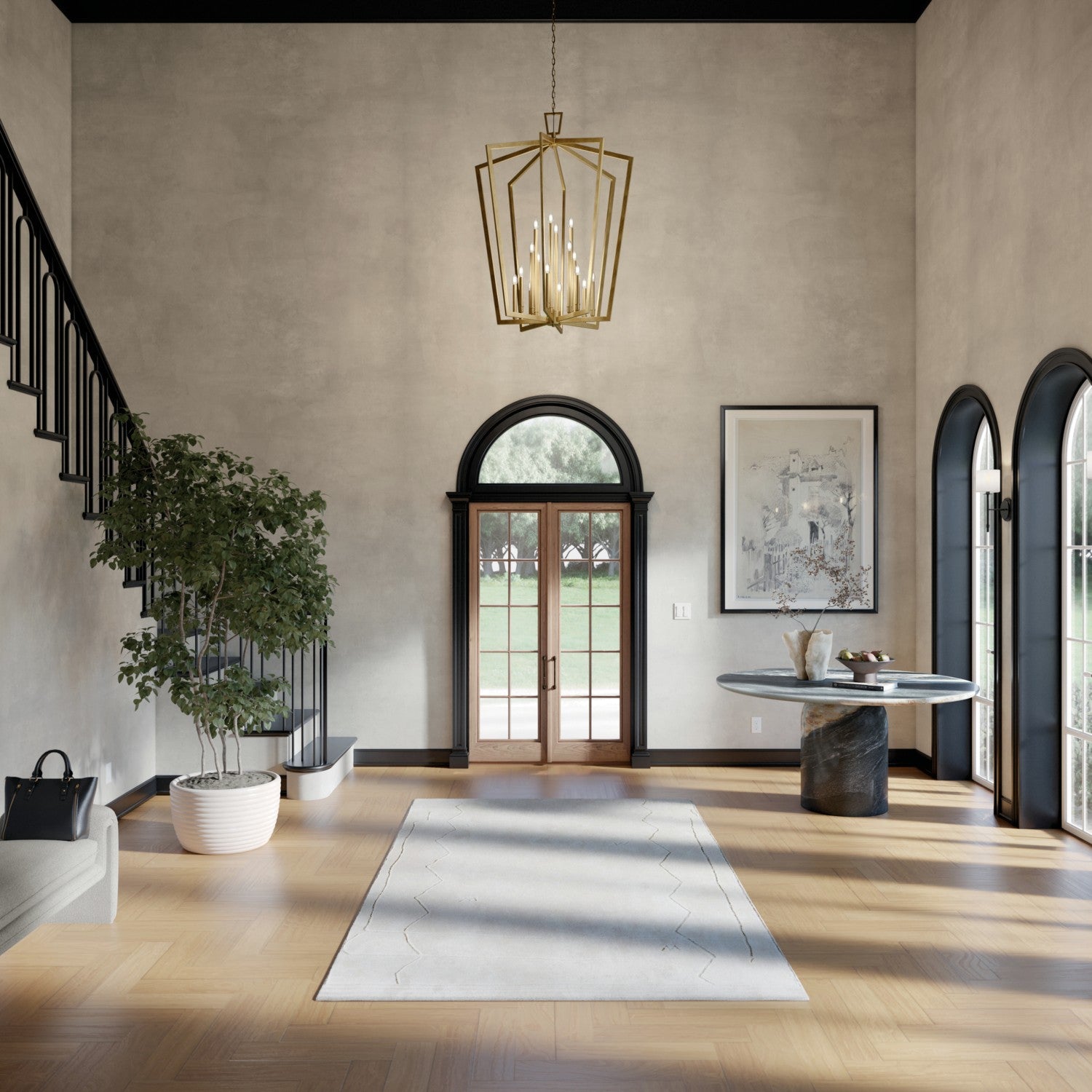 KICHLER 43499NBR Abbotswell 49 Inch 16 Light Foyer Pendant In Natural Brass
