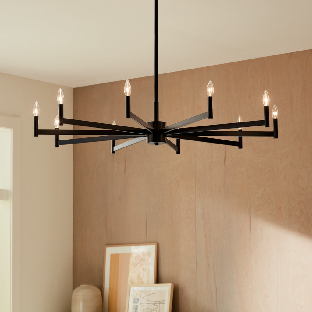 KICHLER 52613BK Erzo 48" 10 Light Chandelier In Black