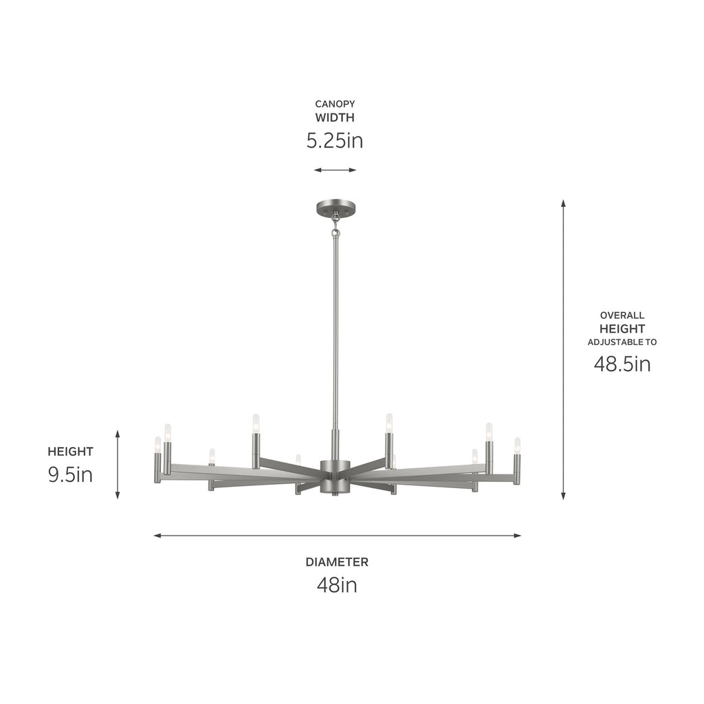 KICHLER 52613SN Erzo 48" 10 Light Chandelier In Satin Nickel