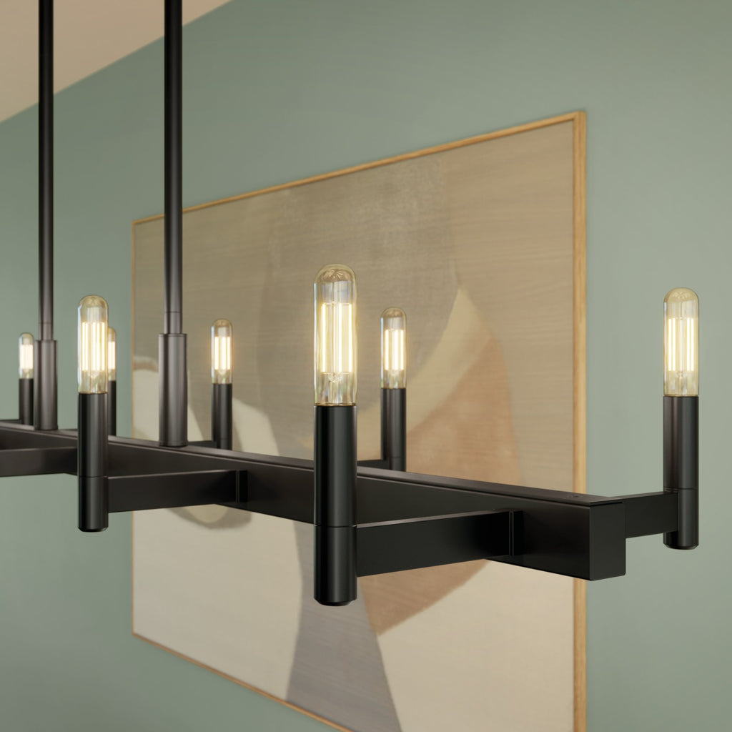 KICHLER 52614BK Erzo 50" 10 Light Linear Chandelier In Black