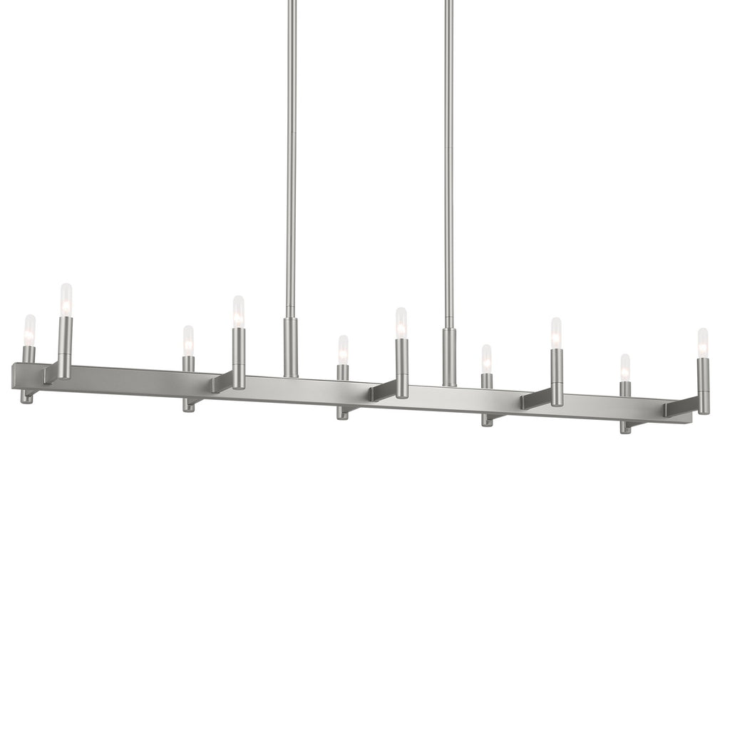 KICHLER 52614SN Erzo 50" 10 Light Linear Chandelier In Satin Nickel