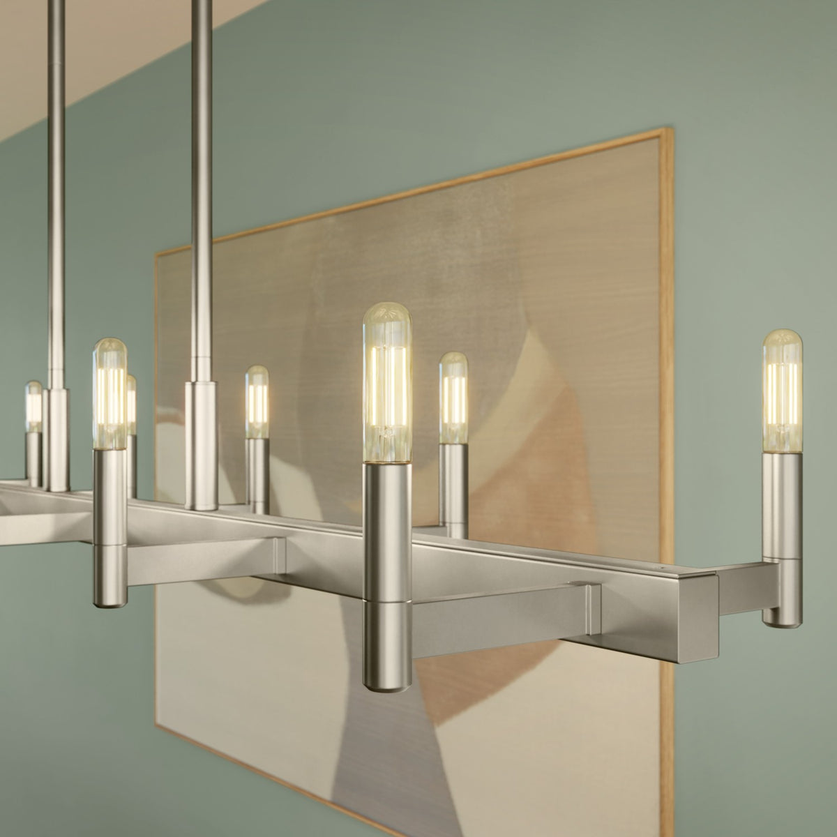 KICHLER 52614SN Erzo 50" 10 Light Linear Chandelier In Satin Nickel