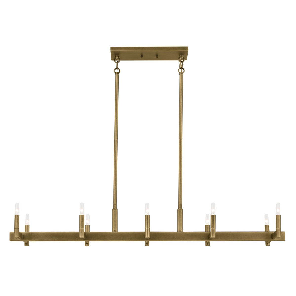 KICHLER 52614NBR Erzo 50" 10 Light Linear Chandelier In Natural Brass