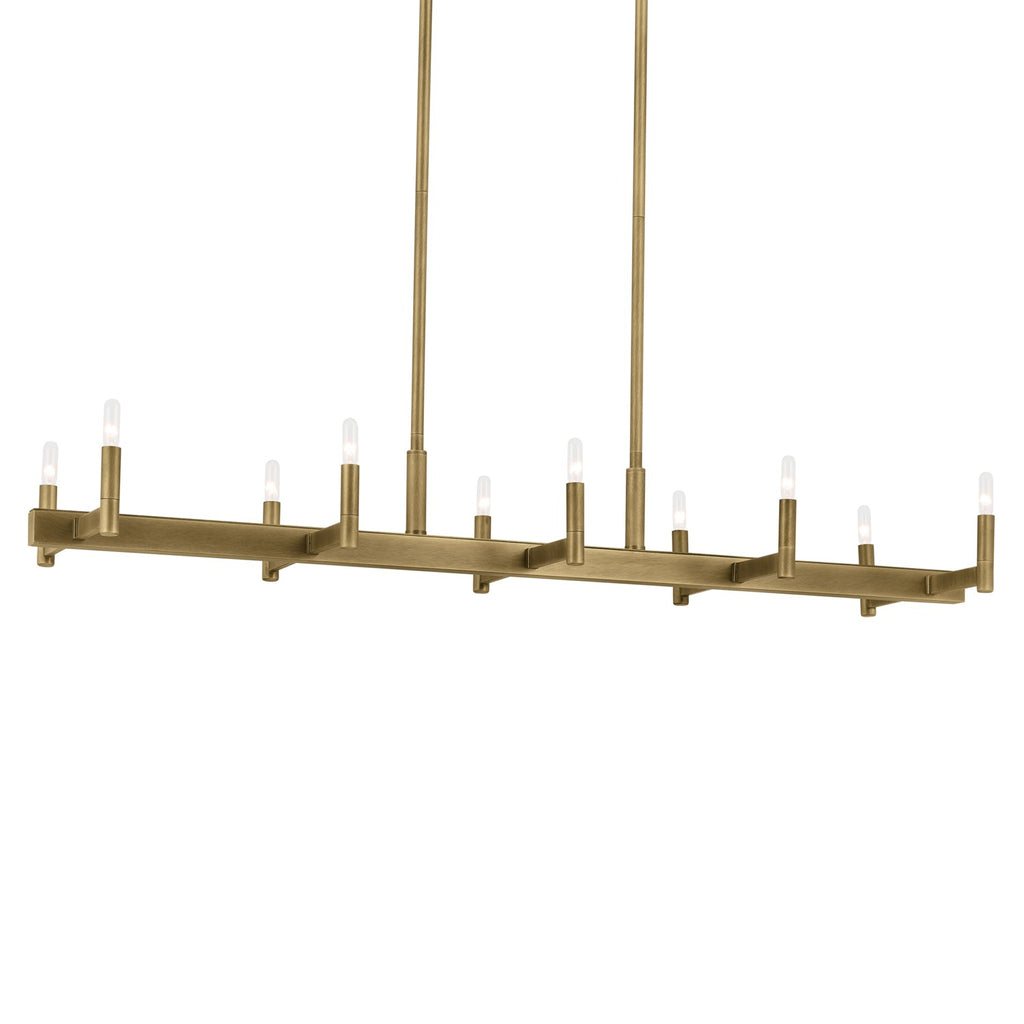 KICHLER 52614NBR Erzo 50" 10 Light Linear Chandelier In Natural Brass