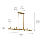 KICHLER 52614NBR Erzo 50" 10 Light Linear Chandelier In Natural Brass
