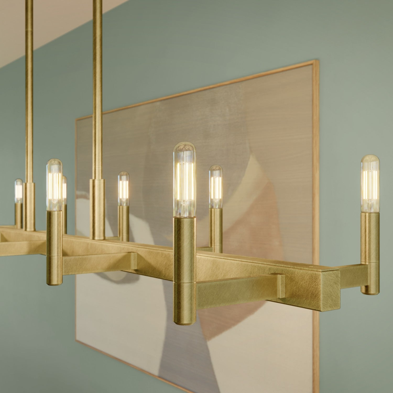 KICHLER 52614NBR Erzo 50" 10 Light Linear Chandelier In Natural Brass