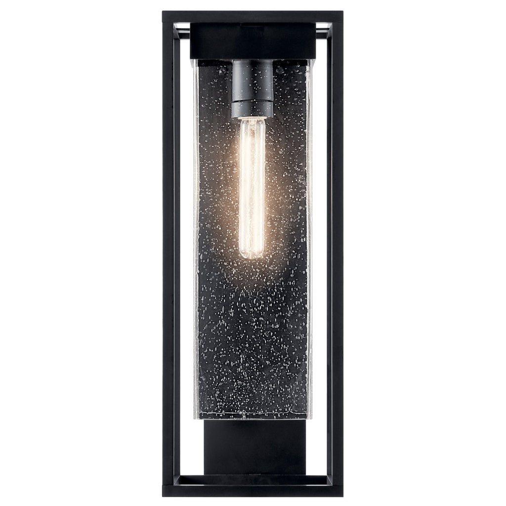 KICHLER 59063BSL The Mercer 24" 1 Light Outdoor Wall Light With Clear Seeded Glass In Black With Silver Highlights