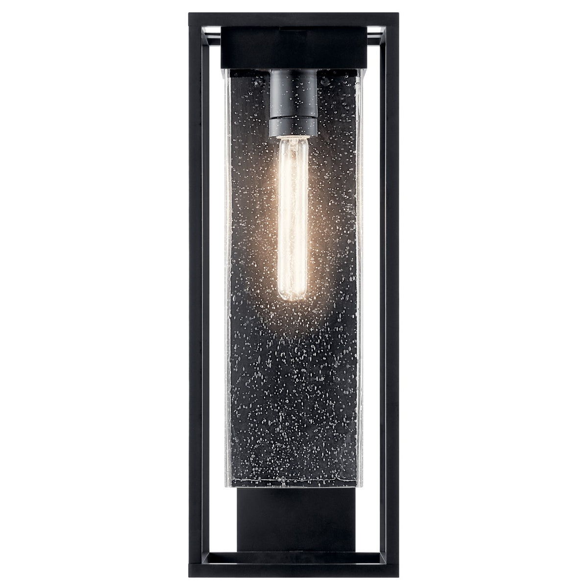 KICHLER 59063BSL The Mercer 24" 1 Light Outdoor Wall Light With Clear Seeded Glass In Black With Silver Highlights