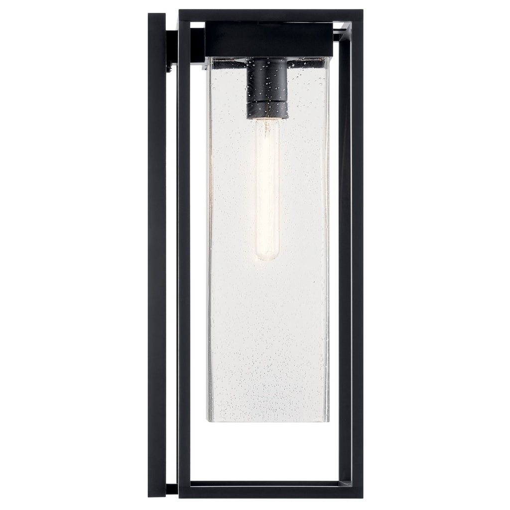 KICHLER 59063BSL The Mercer 24" 1 Light Outdoor Wall Light With Clear Seeded Glass In Black With Silver Highlights