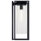 KICHLER 59063BSL The Mercer 24" 1 Light Outdoor Wall Light With Clear Seeded Glass In Black With Silver Highlights
