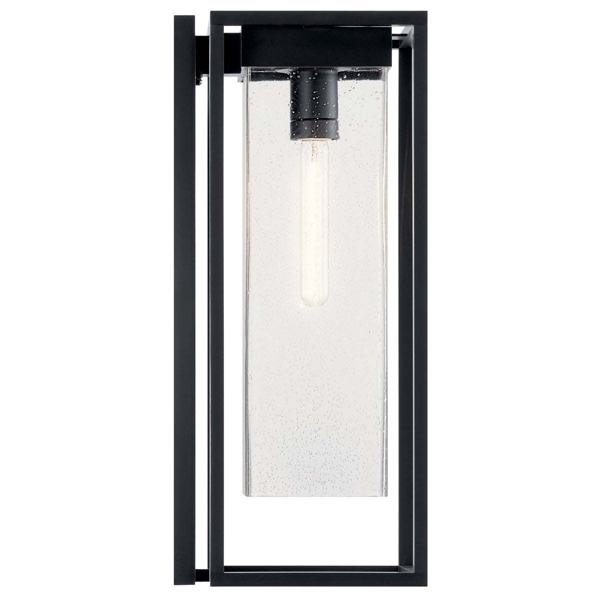 KICHLER 59063BSL The Mercer 24" 1 Light Outdoor Wall Light With Clear Seeded Glass In Black With Silver Highlights