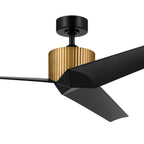 KICHLER 330130NBR 56 Inch Almere 3 Blade Indoor Ceiling Fan In Natural Brass With Satin Blackâ Bladesâ 