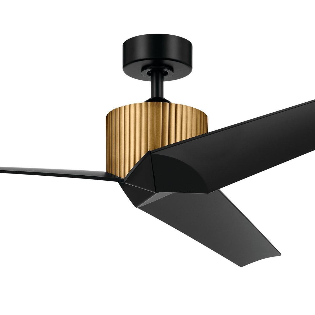 KICHLER 330130NBR 56 Inch Almere 3 Blade Indoor Ceiling Fan In Natural Brass With Satin Blackâ Bladesâ 