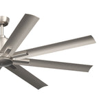 KICHLER 310265NI 65 Inch Breda 8 Blade Ceiling Fan In Brushed Nickel With Brushed Nickel Blades