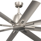KICHLER 310265NI 65 Inch Breda 8 Blade Ceiling Fan In Brushed Nickel With Brushed Nickel Blades