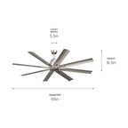 KICHLER 310265NI 65 Inch Breda 8 Blade Ceiling Fan In Brushed Nickel With Brushed Nickel Blades
