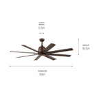 KICHLER 310265SNB 65 Inch Breda 8 Blade Ceiling Fan In Satin Natural Bronze With Satin Natural Bronze Blades