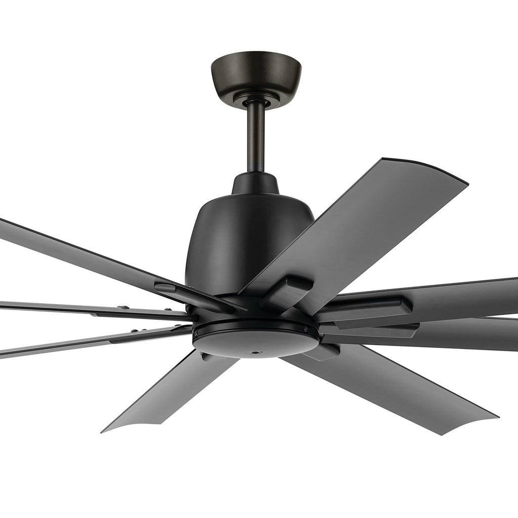 KICHLER 310265SBK 65 Inch Breda 8 Blade Ceiling Fan In Satin Black With Satin Black Blades