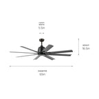 KICHLER 310265SBK 65 Inch Breda 8 Blade Ceiling Fan In Satin Black With Satin Black Blades