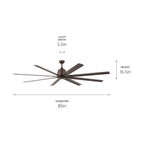 KICHLER 310285SNB 84 Inch Breda 8 Blade Ceiling Fan In Satin Natural Bronze With Satin Natural Bronze Blades