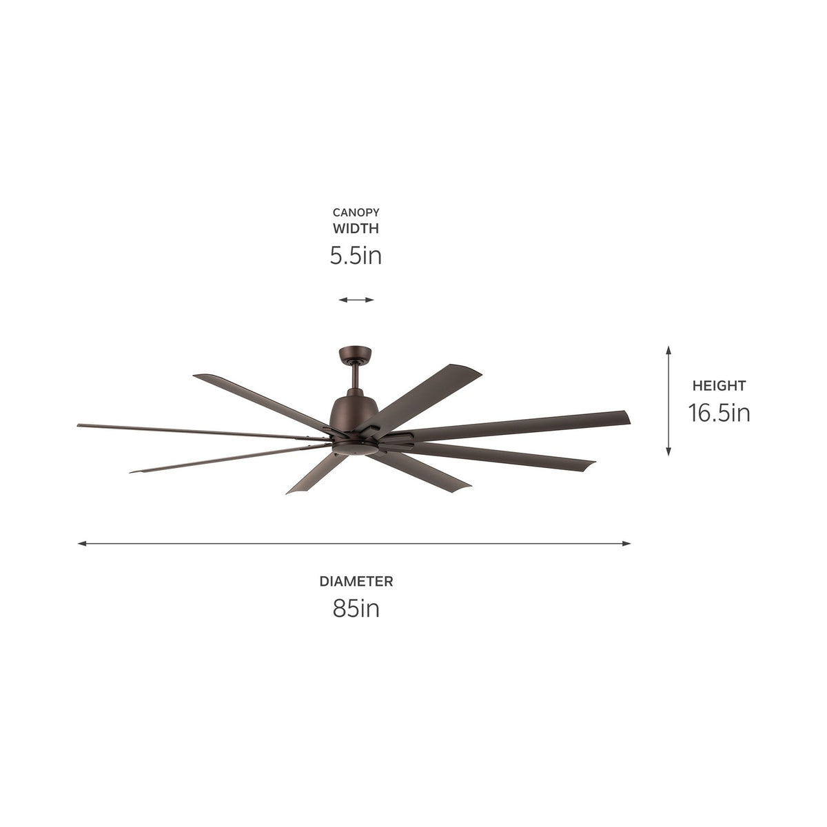 KICHLER 310285SNB 84 Inch Breda 8 Blade Ceiling Fan In Satin Natural Bronze With Satin Natural Bronze Blades