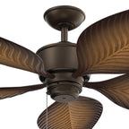 KICHLER 310095SNB 56 Inch Nani 5 Blade Weather+ Outdoor Ceiling Fan In Satin Natural Bronze And Ivory With Walnut Blades