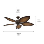 KICHLER 310095SNB 56 Inch Nani 5 Blade Weather+ Outdoor Ceiling Fan In Satin Natural Bronze And Ivory With Walnut Blades