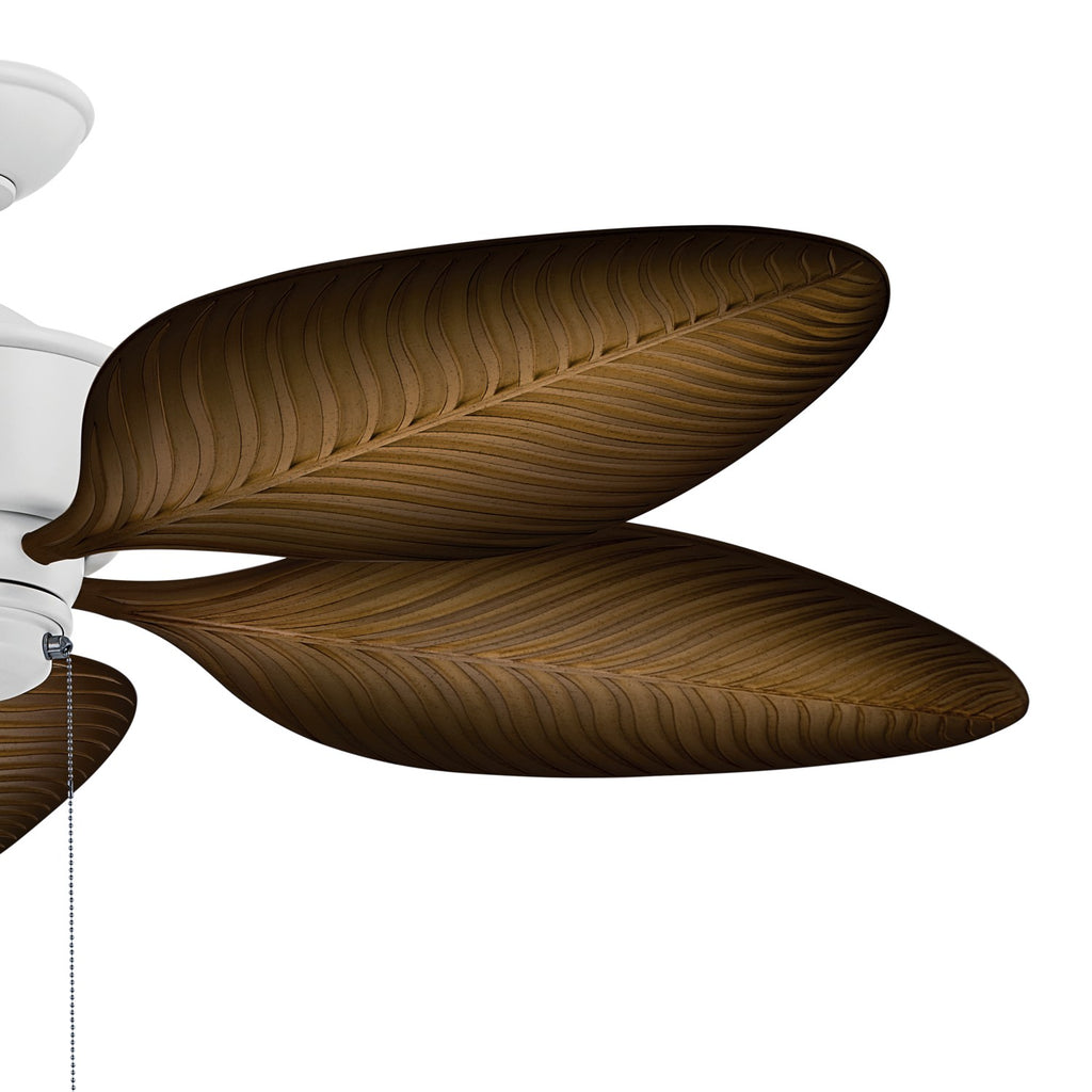 KICHLER 310095MWH 56 Inch Nani 5 Blade Weather+ Outdoor Ceiling Fan In Matte White And Ivory With Walnut Highlights