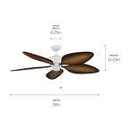 KICHLER 310095MWH 56 Inch Nani 5 Blade Weather+ Outdoor Ceiling Fan In Matte White And Ivory With Walnut Highlights