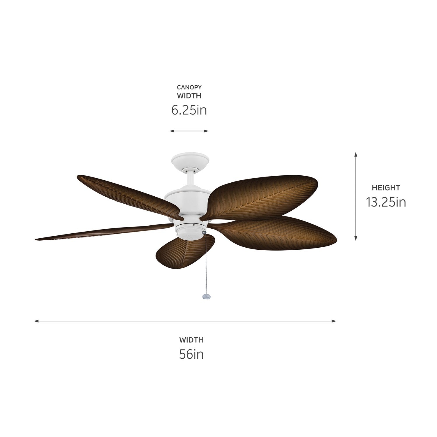 KICHLER 310095MWH 56 Inch Nani 5 Blade Weather+ Outdoor Ceiling Fan In Matte White And Ivory With Walnut Highlights