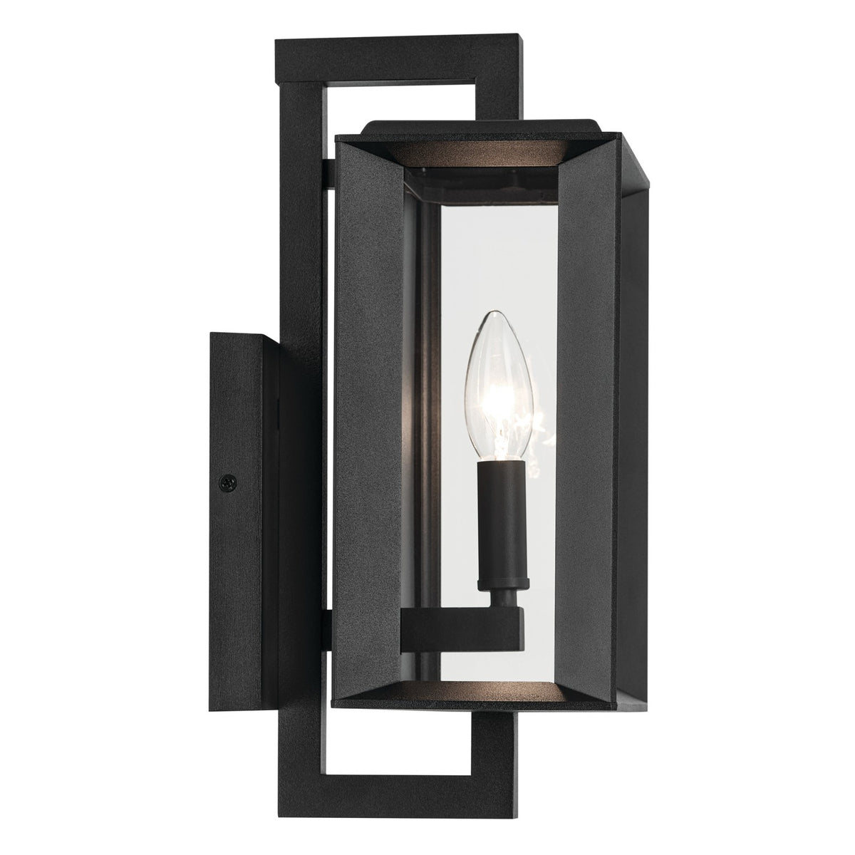 KICHLER 59131BKT Kroft 14 Inch 1 Light Outdoor Wall Light With Clear Glass In Textured Black