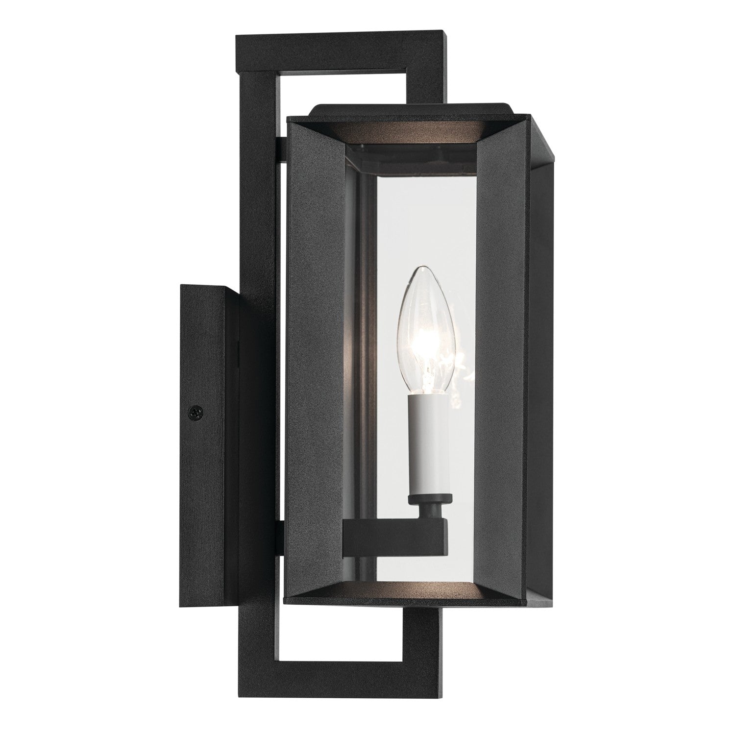 KICHLER 59131BKT Kroft 14 Inch 1 Light Outdoor Wall Light With Clear Glass In Textured Black
