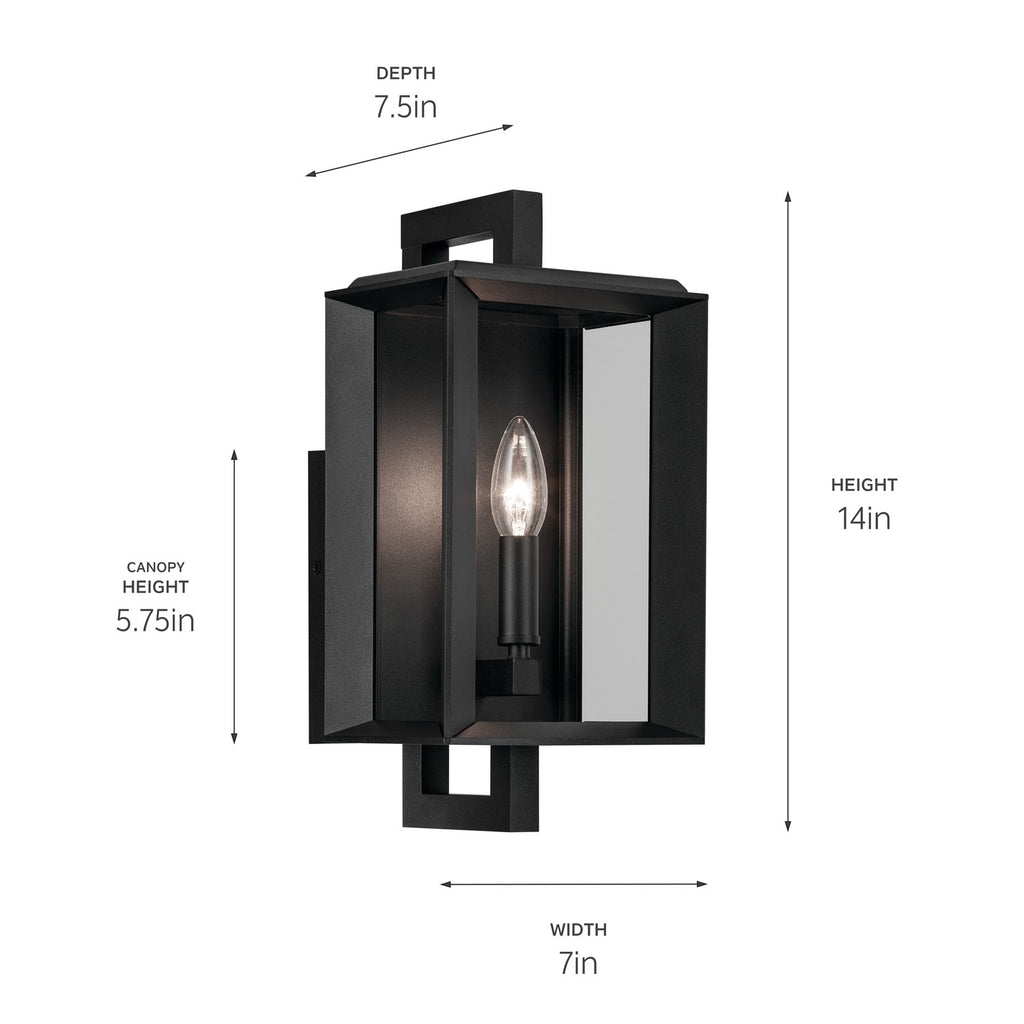 KICHLER 59131BKT Kroft 14 Inch 1 Light Outdoor Wall Light With Clear Glass In Textured Black