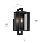 KICHLER 59131BKT Kroft 14 Inch 1 Light Outdoor Wall Light With Clear Glass In Textured Black