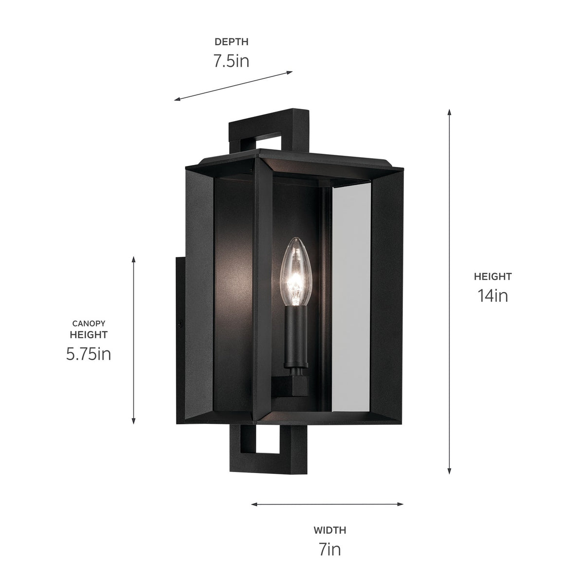 KICHLER 59131BKT Kroft 14 Inch 1 Light Outdoor Wall Light With Clear Glass In Textured Black