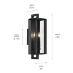 KICHLER 59133BKT Kroft 24 Inch 2 Light Outdoor Wall Light With Clear Glass In Textured Black