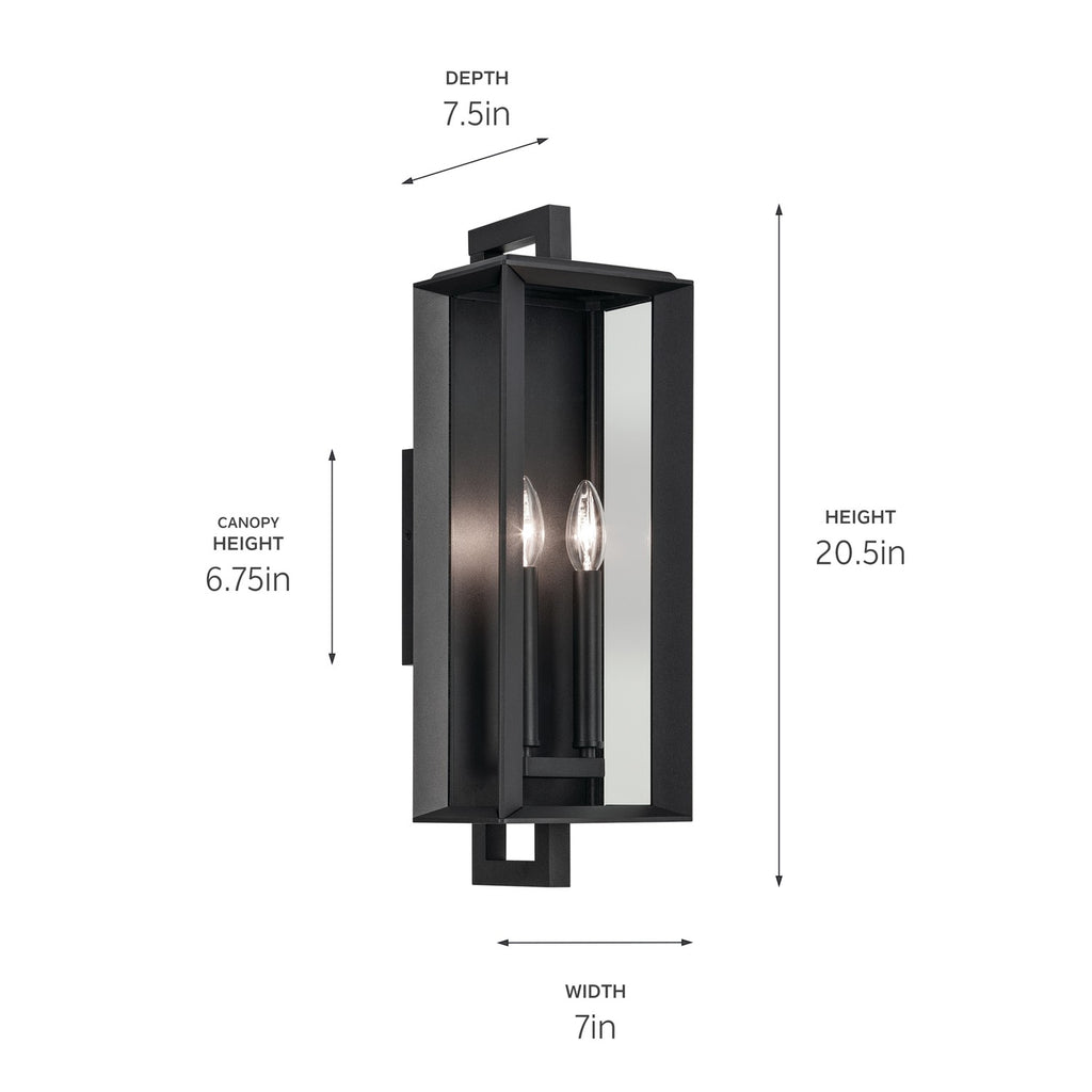 KICHLER 59132BKT Kroft 20.5 Inch 2 Light Outdoor Wall Light With Clear Glass In Textured Black