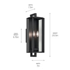 KICHLER 59132BKT Kroft 20.5 Inch 2 Light Outdoor Wall Light With Clear Glass In Textured Black