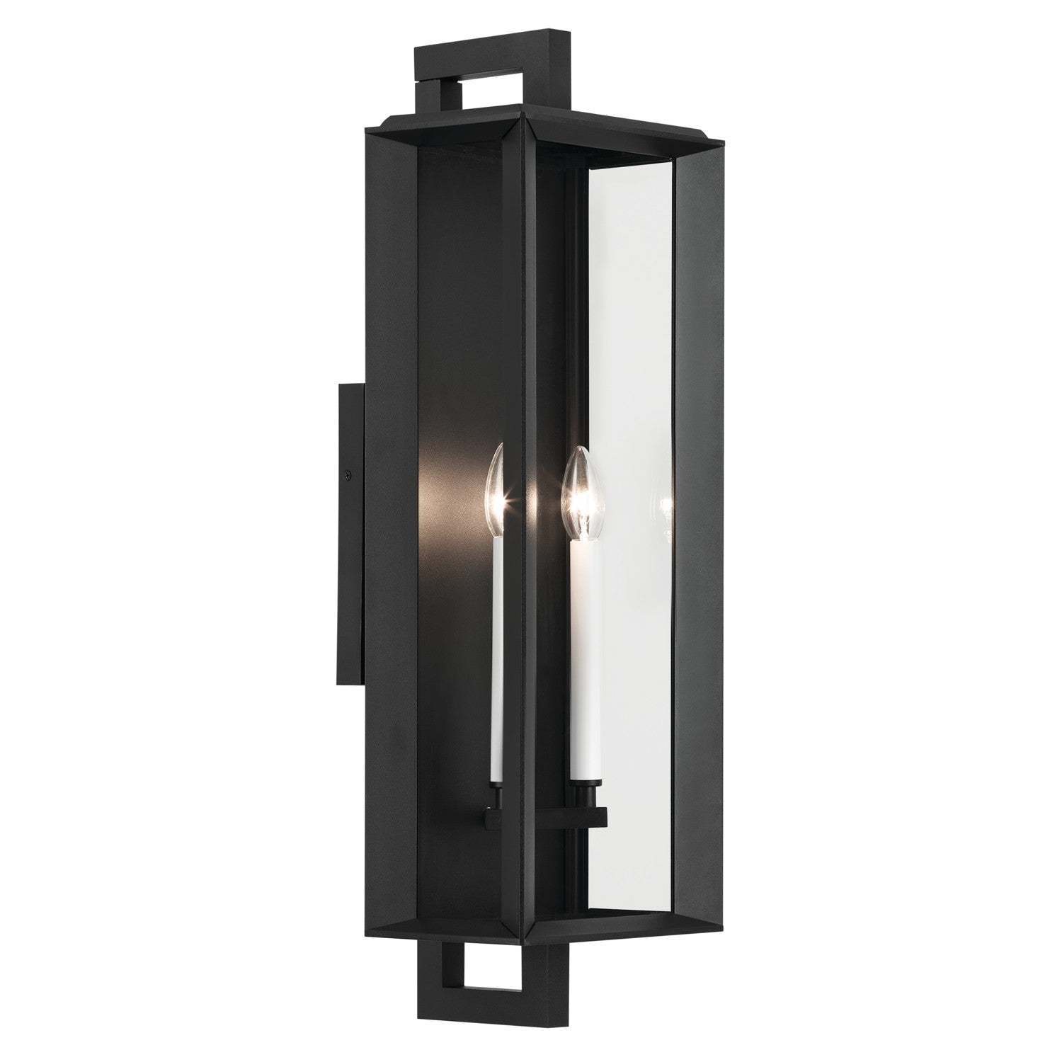 KICHLER 59134BKT Kroft 28 Inch 2 Light Outdoor Wall Light With Clear Glass In Textured Black