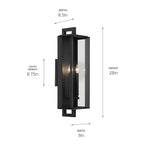 KICHLER 59134BKT Kroft 28 Inch 2 Light Outdoor Wall Light With Clear Glass In Textured Black
