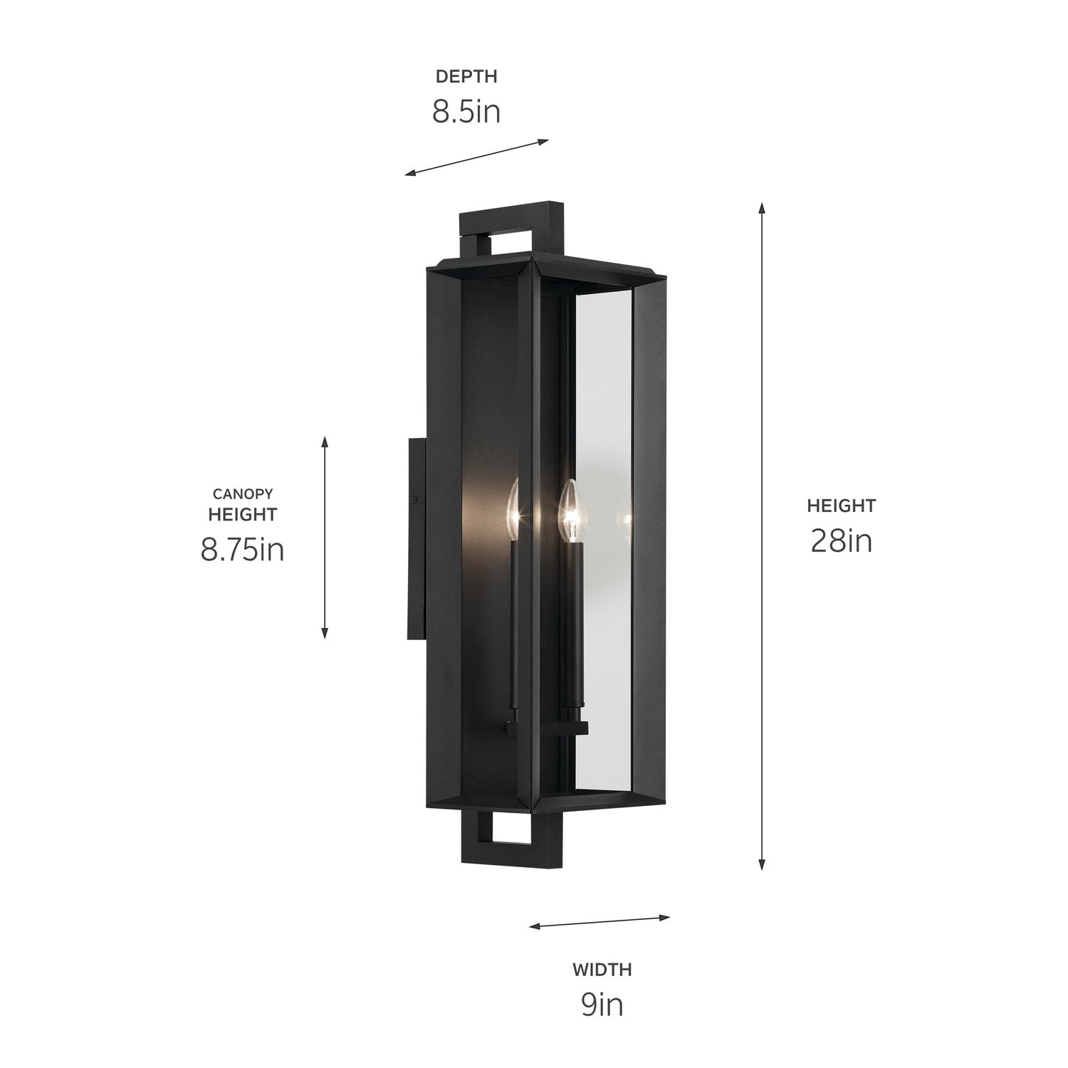 KICHLER 59134BKT Kroft 28 Inch 2 Light Outdoor Wall Light With Clear Glass In Textured Black
