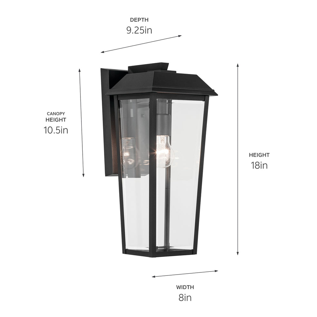 KICHLER 59119BKT Mathus 18 Inch 1 Light Outdoor Wall Light With Clear Glass In Textured Black