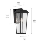 KICHLER 59119BKT Mathus 18 Inch 1 Light Outdoor Wall Light With Clear Glass In Textured Black