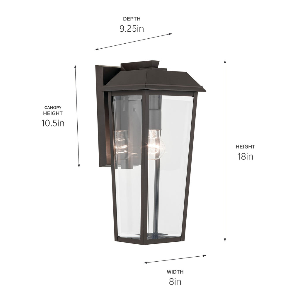 KICHLER 59119OZ Mathus 18 Inch 1 Light Outdoor Wall Light With Clear Glass In Olde Bronze
