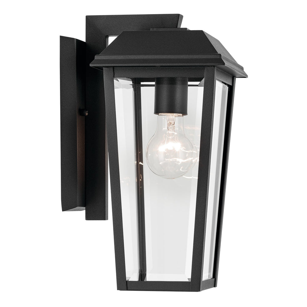 KICHLER 59118BKT Mathus 13 Inch 1 Light Outdoor Wall Light With Clear Glass In Textured Black