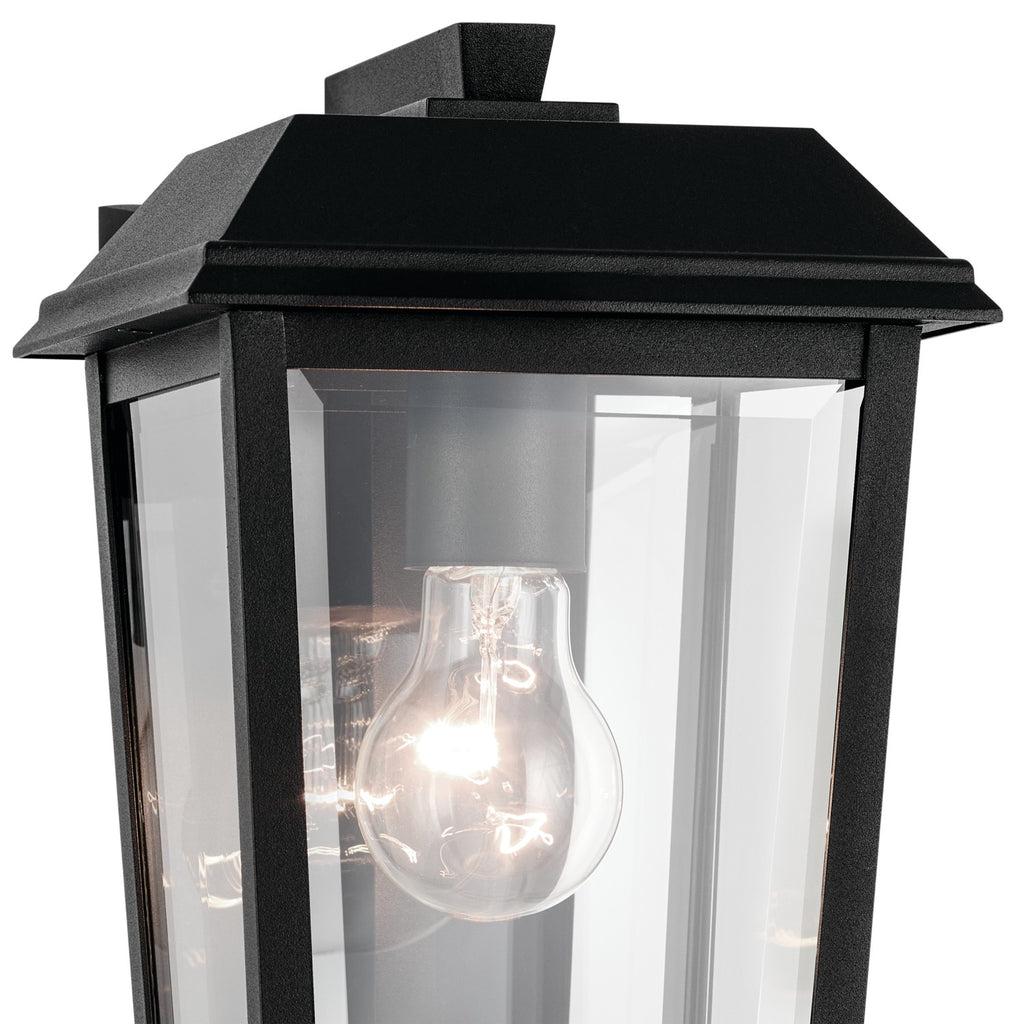 KICHLER 59118BKT Mathus 13 Inch 1 Light Outdoor Wall Light With Clear Glass In Textured Black