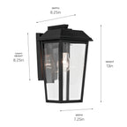 KICHLER 59118BKT Mathus 13 Inch 1 Light Outdoor Wall Light With Clear Glass In Textured Black