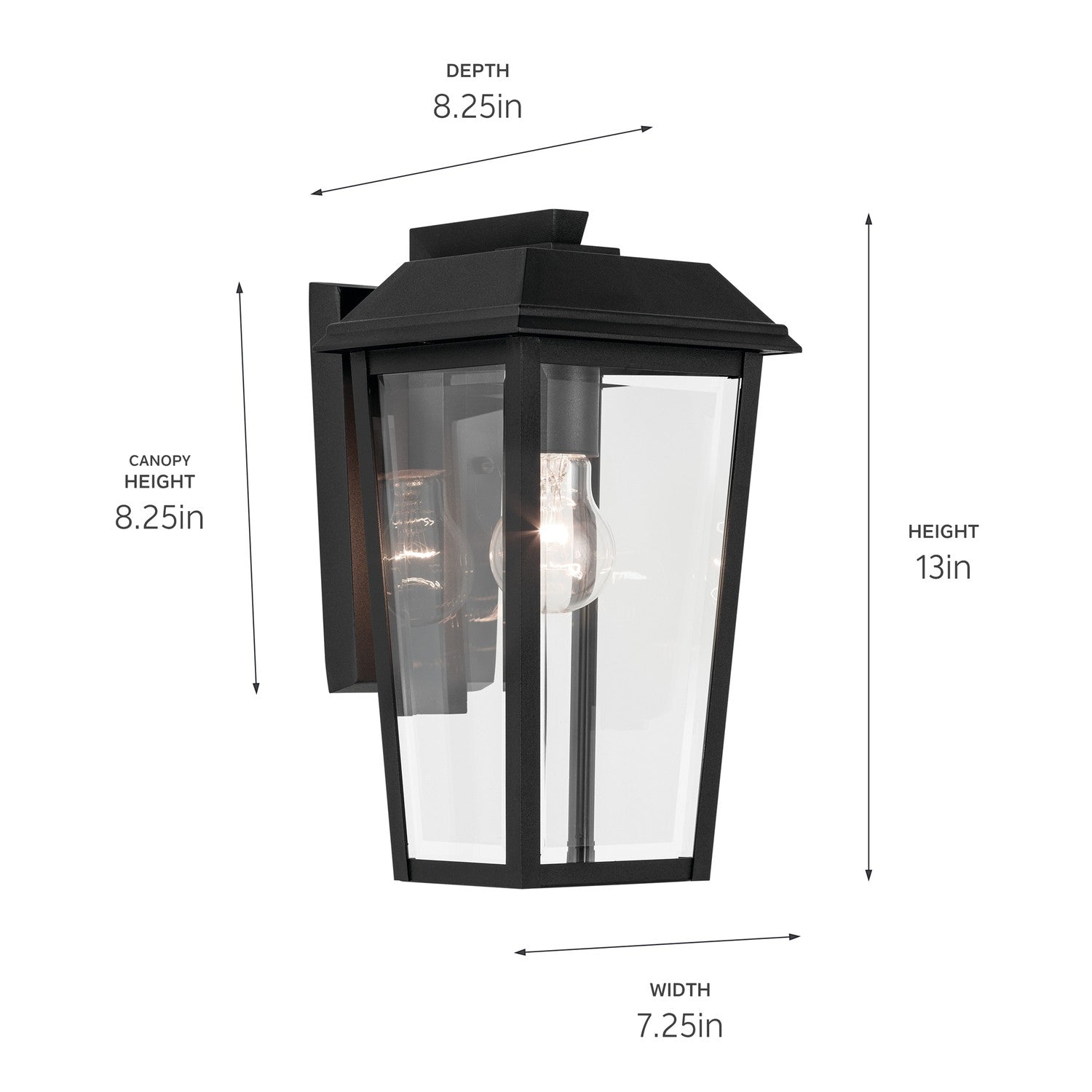 KICHLER 59118BKT Mathus 13 Inch 1 Light Outdoor Wall Light With Clear Glass In Textured Black